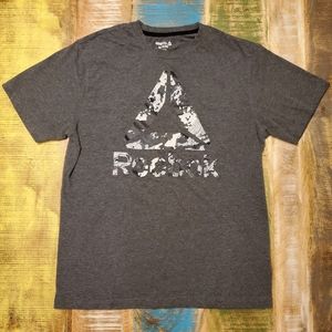 Reebok, Charcoal Heather Gray / Grey, Athletic Logo T-Shirt (Tee) - Men's Medium